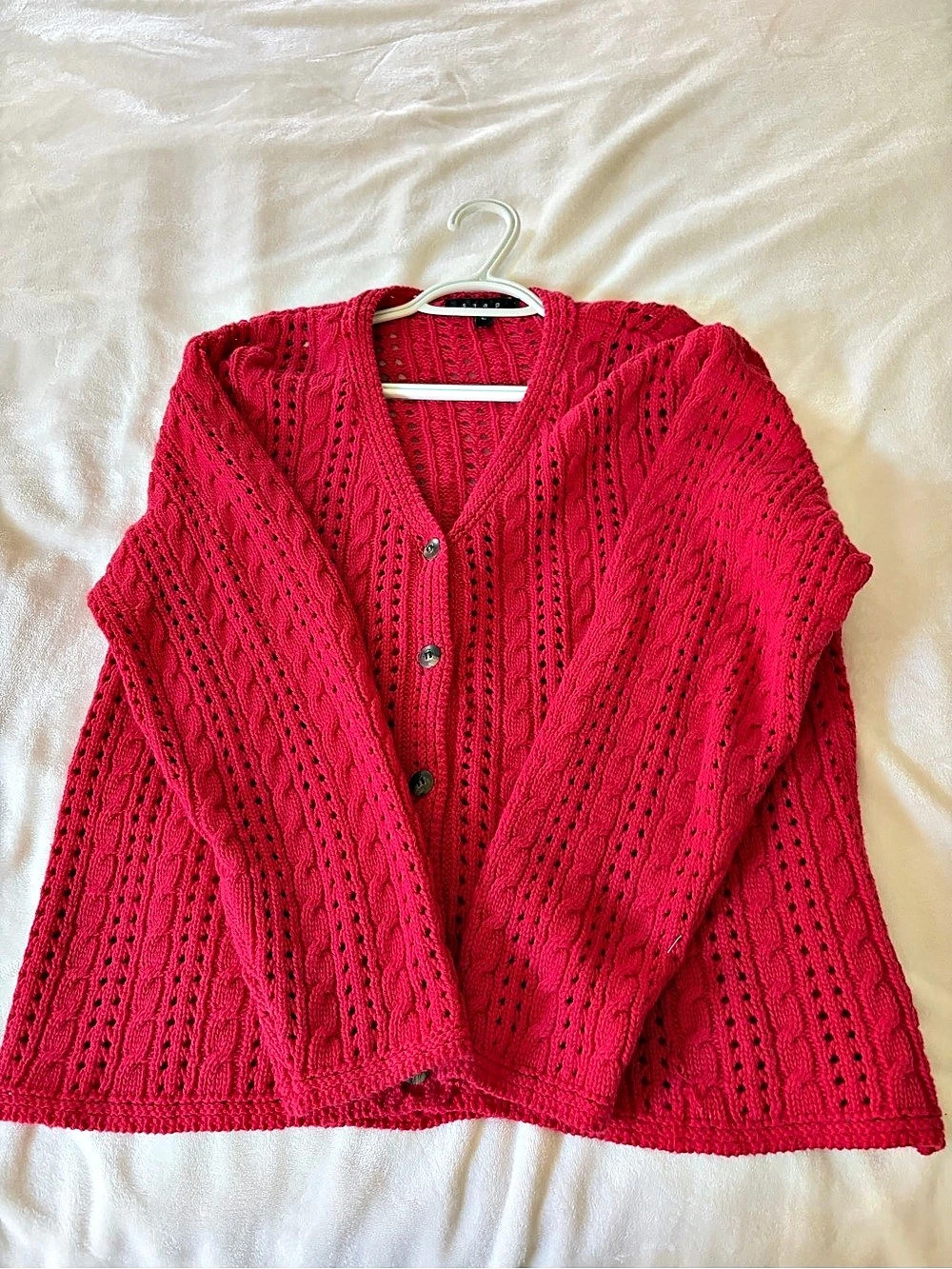 COS Open Knit Cardigan in Pink